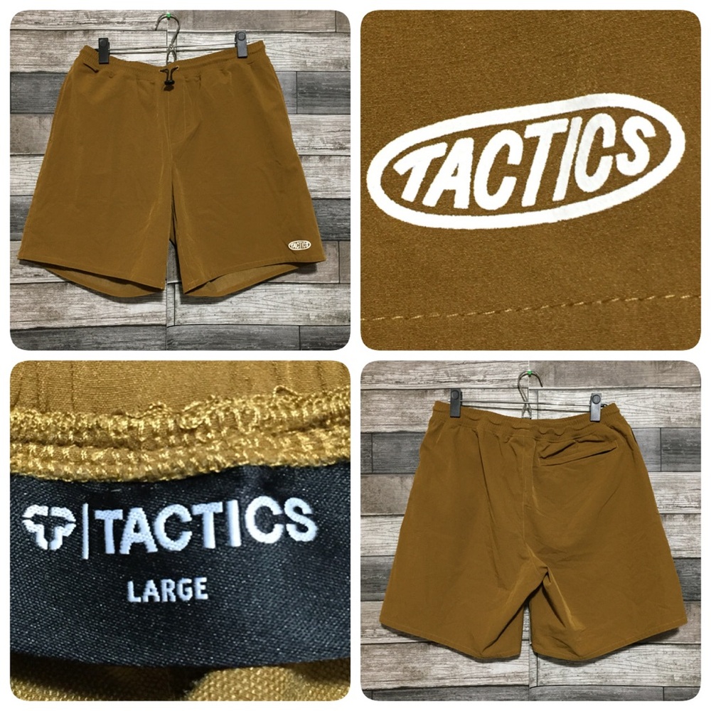 Tactics Skate Apparel Tech Shorts Men’s L Brown Orange Stretch (Inseam 8)